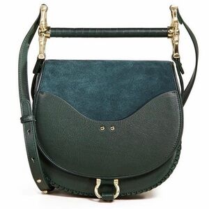 SANCIA / The Babylon Bar Bag / Hunter Green Leather + Suede
New in box with tag